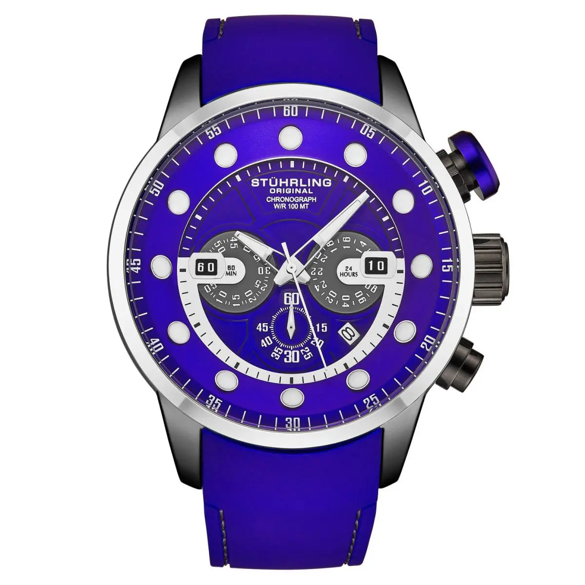 Stuhrling Aquatic Force Chronograph 50mm 4053 Blue/silver Blue Dial Wristwatch 4053.1