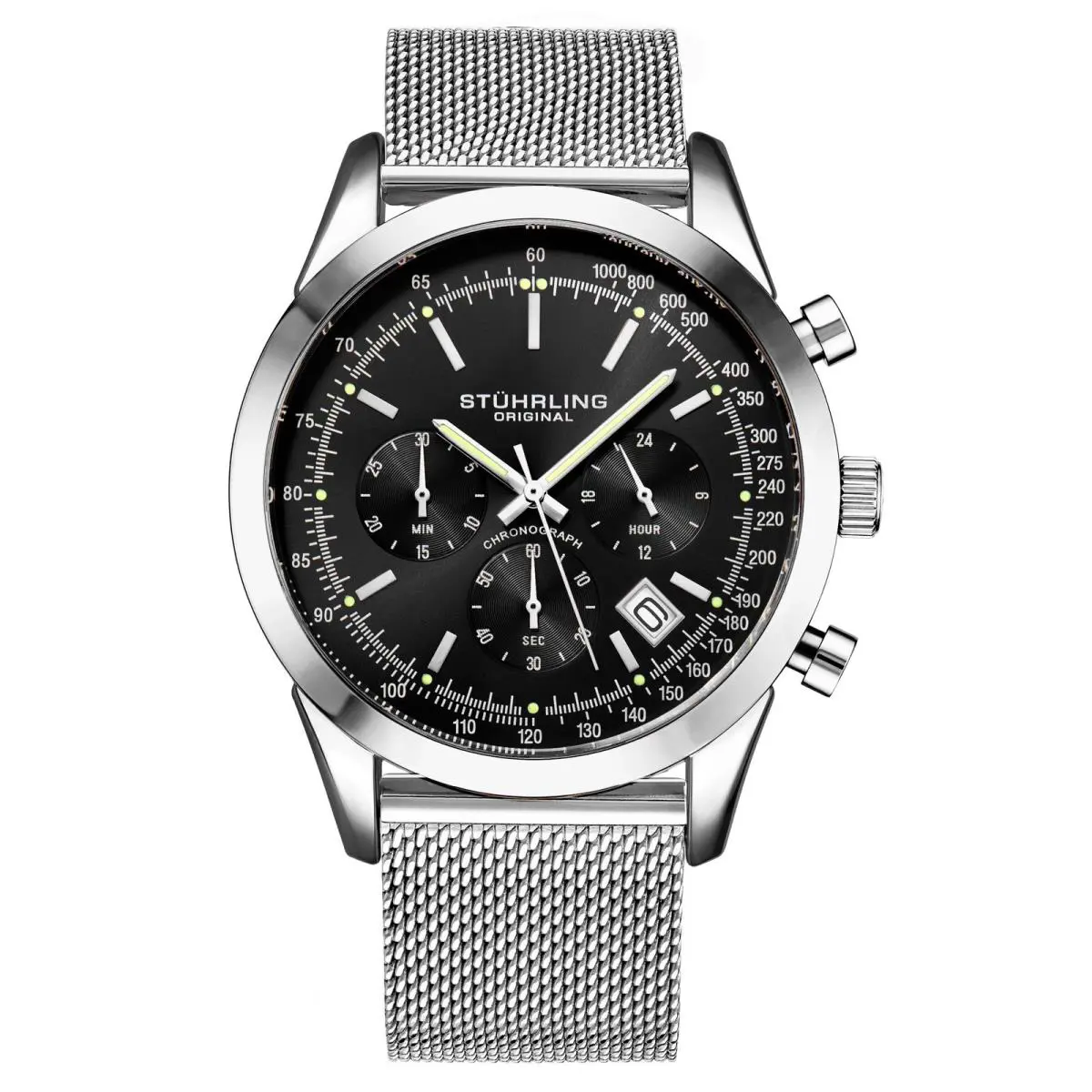 Stuhrling Monaco Silver Silver/alloy Black Dial Wristwatch 3975.1