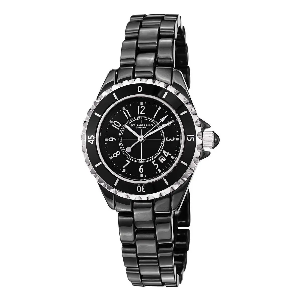 Stuhrling Vogue Black Stainless Steel Black Dial Wristwatch 530.11OB1 - Dial: Black, Band: Black