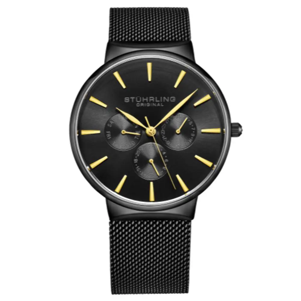 Stuhrling Monaco Black/gold Black Dial Wristwatch 3931.7