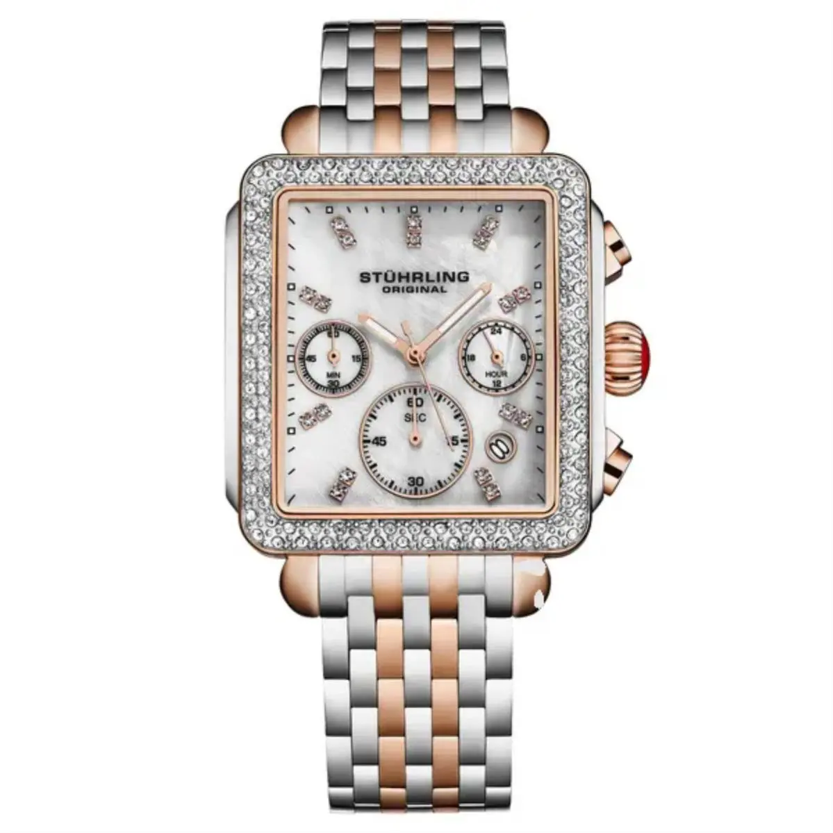 Stuhrling Arista 4083 3 Chronograph Stainless Steel Two Tone Date Womens Watch