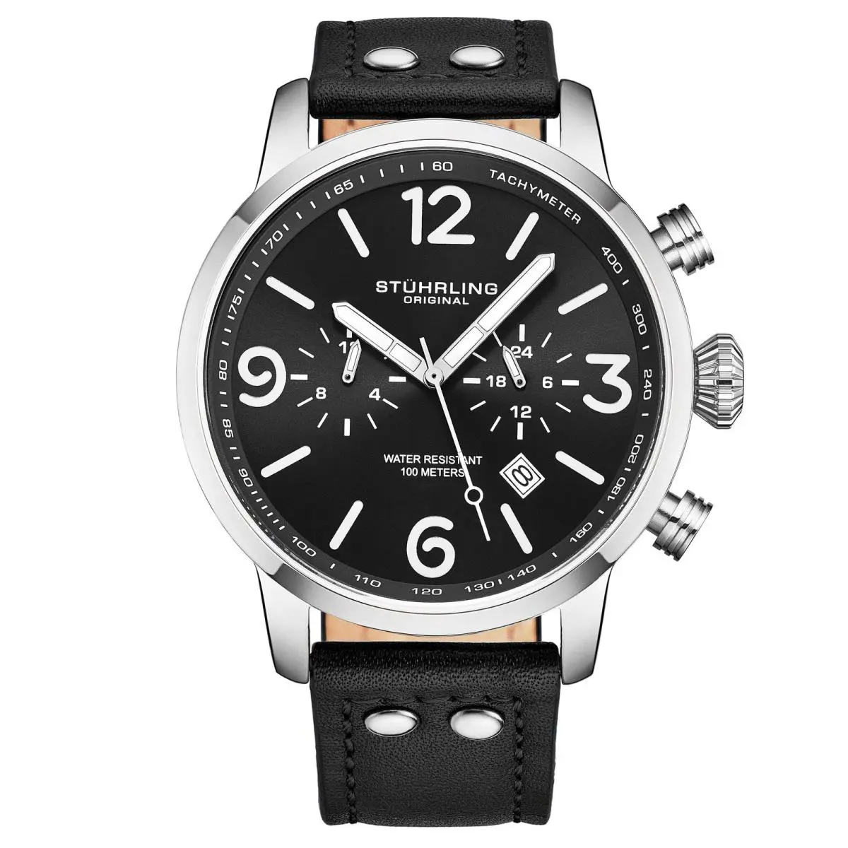 Stuhrling Aviator Black Black Dial Wristwatch 3956.1