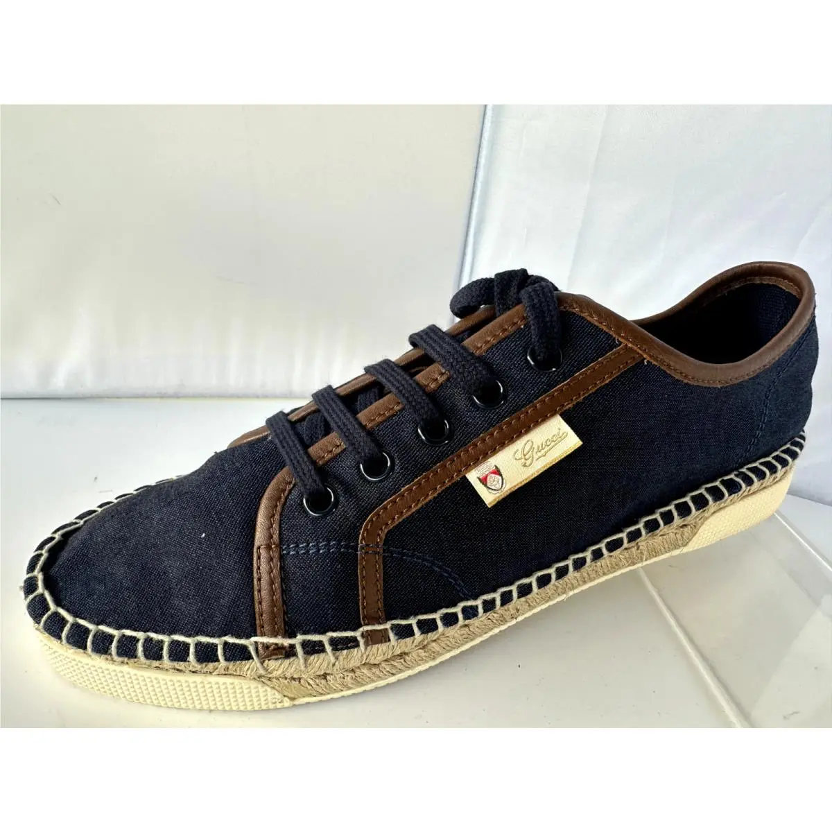 Women`s Denim Brisbane Shoes Sneakers Size G 38 Blue Casual by Gucci