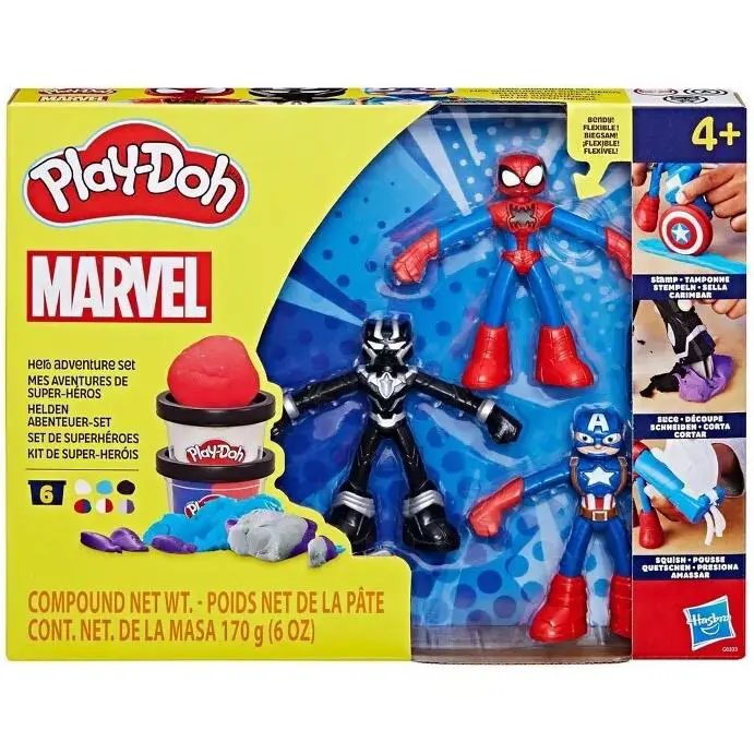 Play-doh Marvel Hero Adventure Set Spider-man Black Panther Captain America