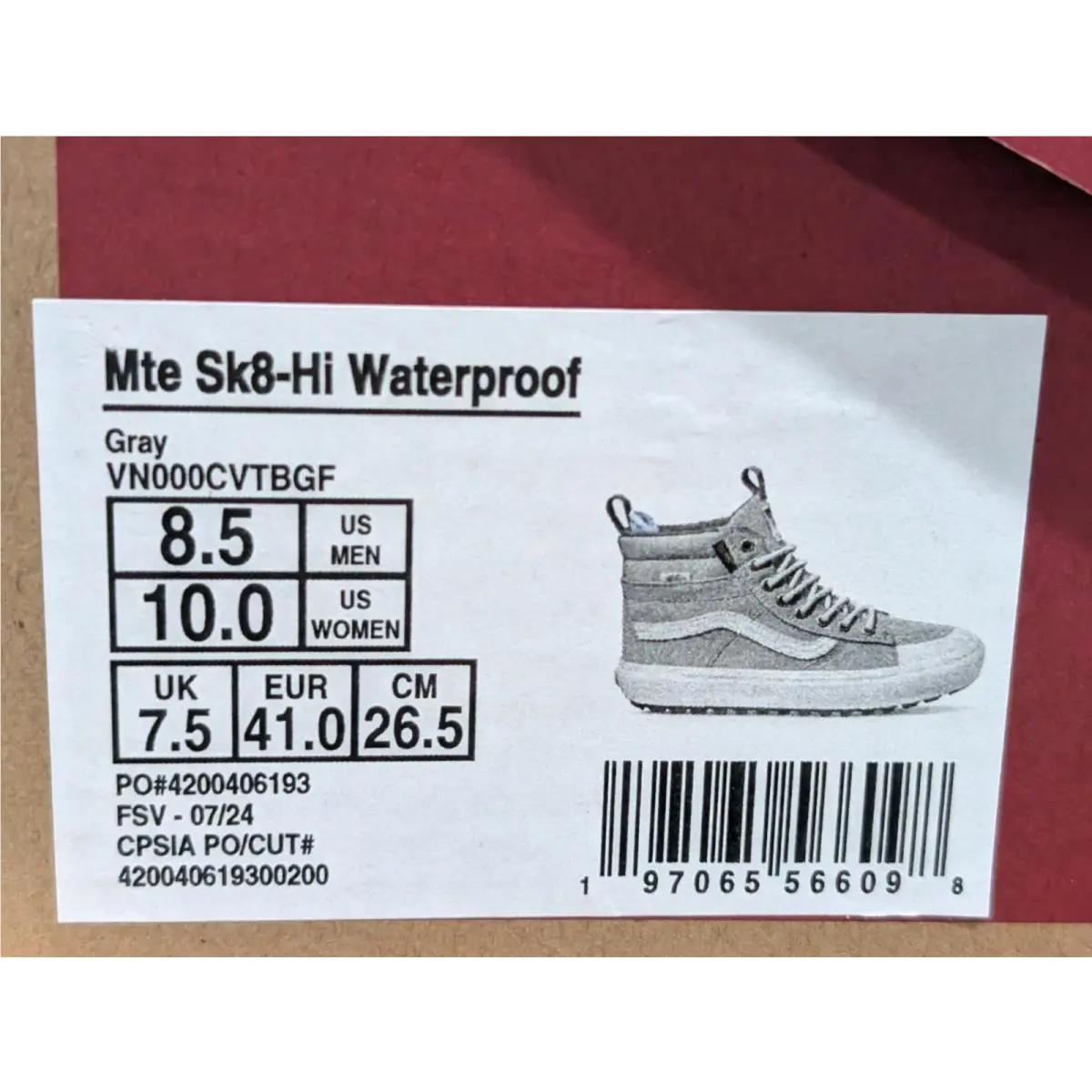 Vans shoes - VANS Mte SK8-Hi Waterproof - Mte Waterproof - VN000CVTBGF - Gray 18