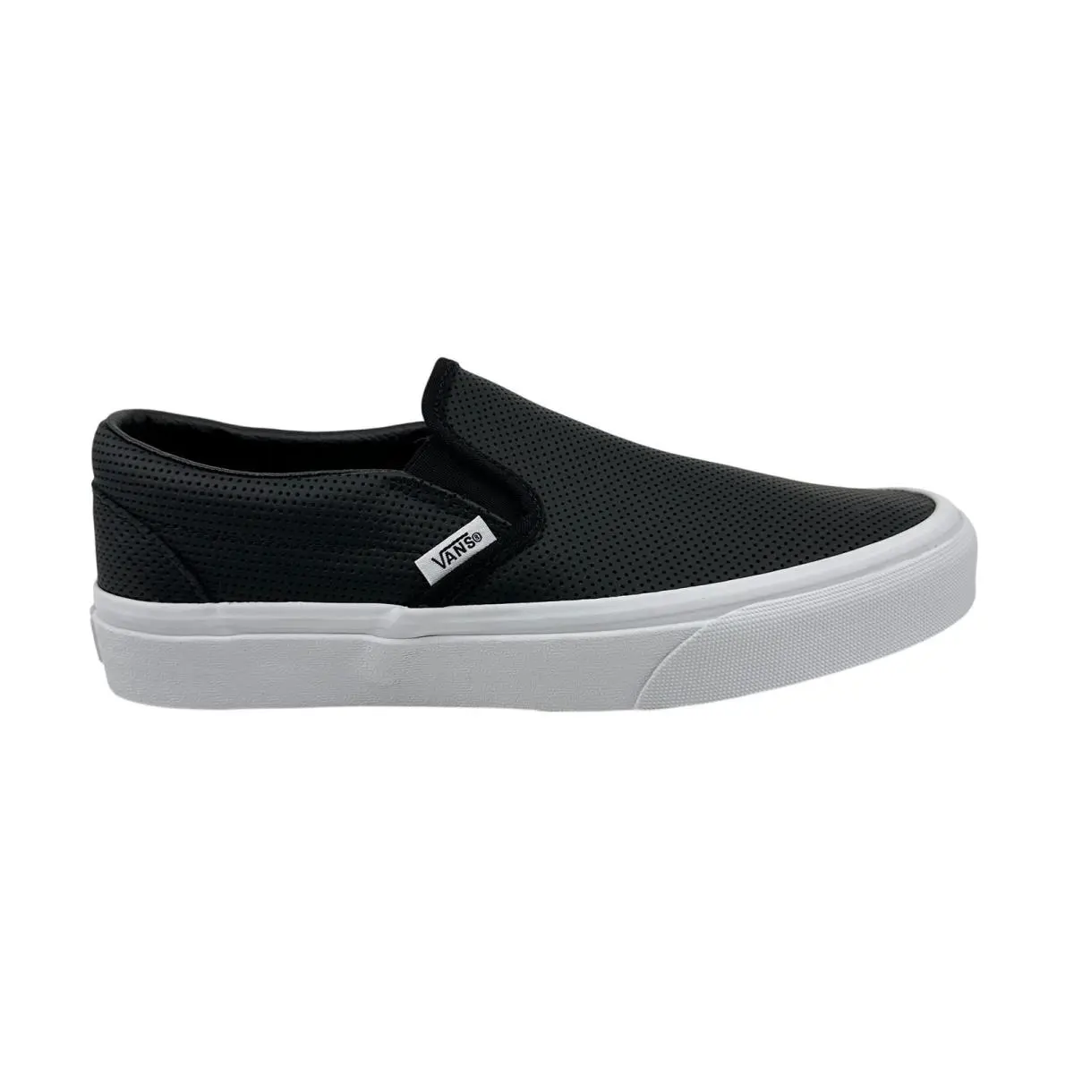 Vans Classic Slip On Perf Leather Black Womens Size 7.5 Athletic Sneaker