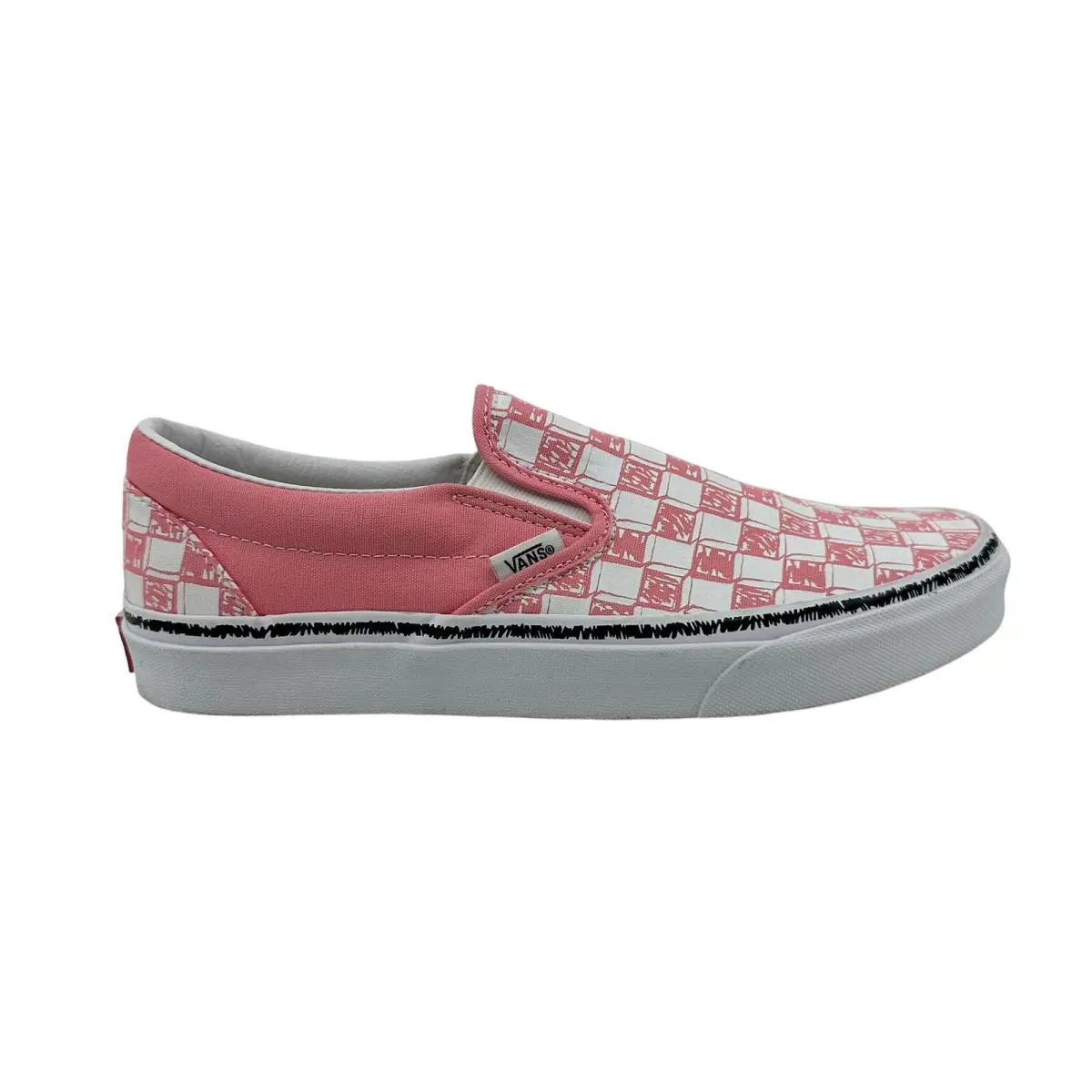 Vans Classic Slip On Sketch Check Pink White Mens Size 9 Athletic Sneaker - Pink, Manufacturer: (Sketch Check) Pink White