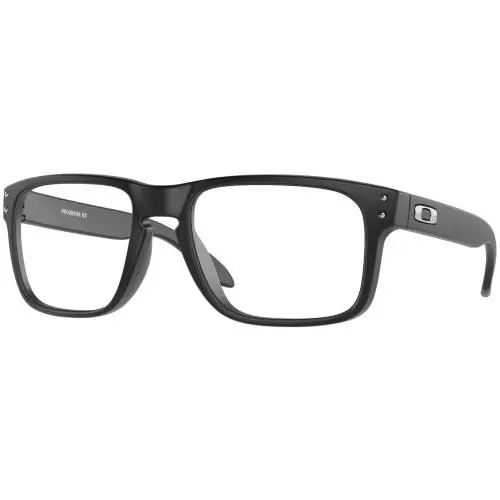 Oakley Frame 0Ox8156 Holbrook Rx Square Frames - Satin Black / Clear - Satin Black Silver Icon/Demo Lens, lens__map: Clear