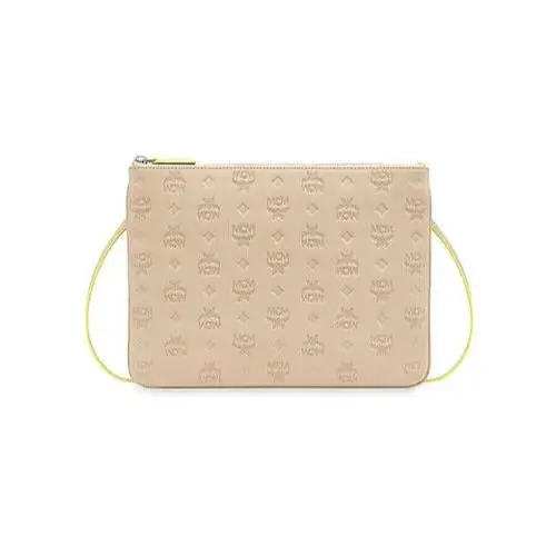 Mcm X3012 Klara Monogram Leather Crossbody Pouch One Size - Handle/Strap: Croissant, Exterior: Croissant, Lining: Croissant