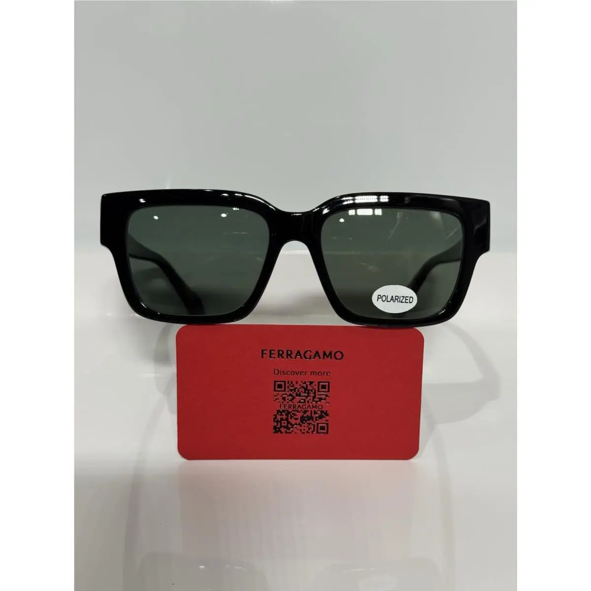 Salvatore Ferragamo SF2975 Black Bold Acetate Custom Polarized Green Sunglasses