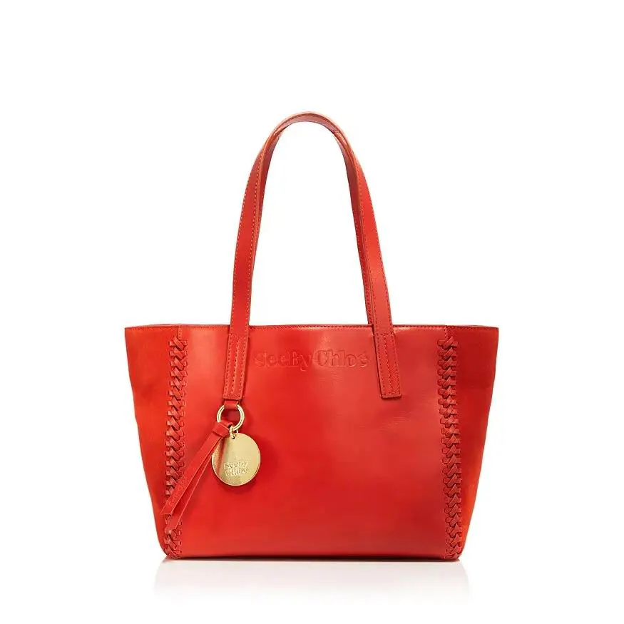 See by Chloe X2309 Womens Red Tilda Medium Leather Tote Size 14.5x5.5x9 - Exterior: Red, Lining: Beige