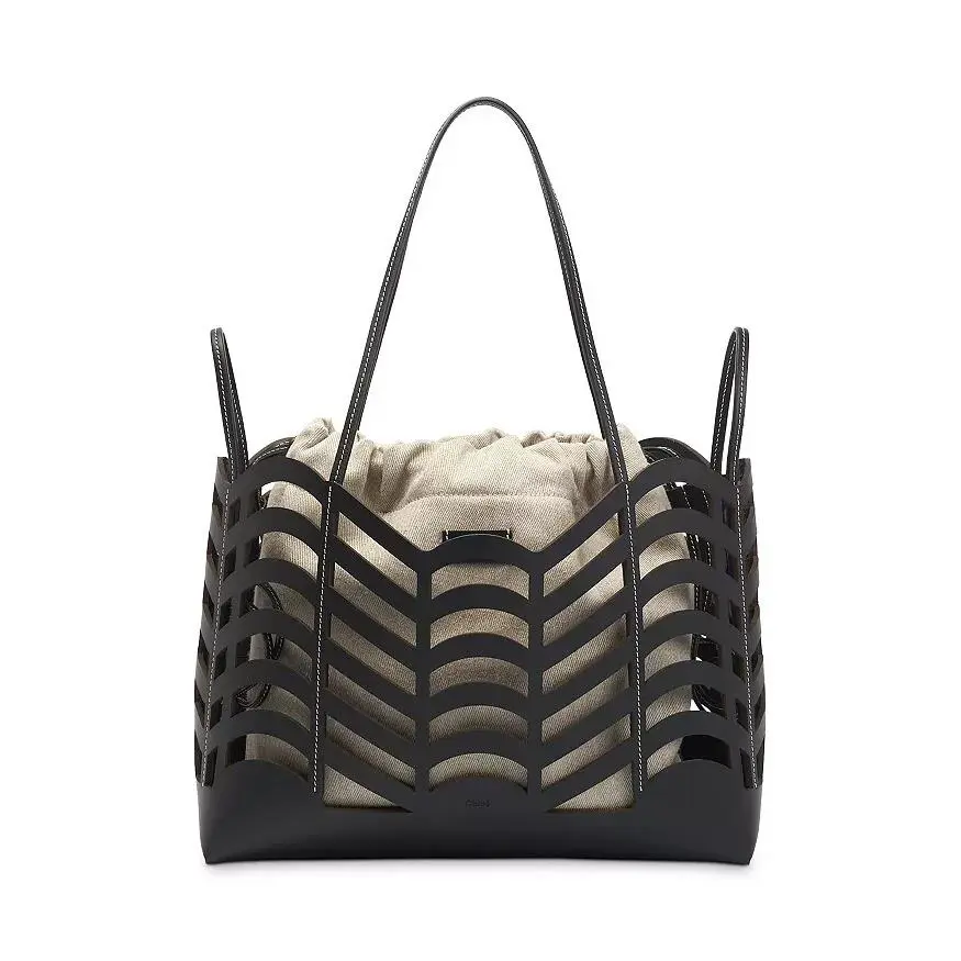 Chloe X4504 Black Kayan Small Convertible Tote Size 15x12.6x5.5