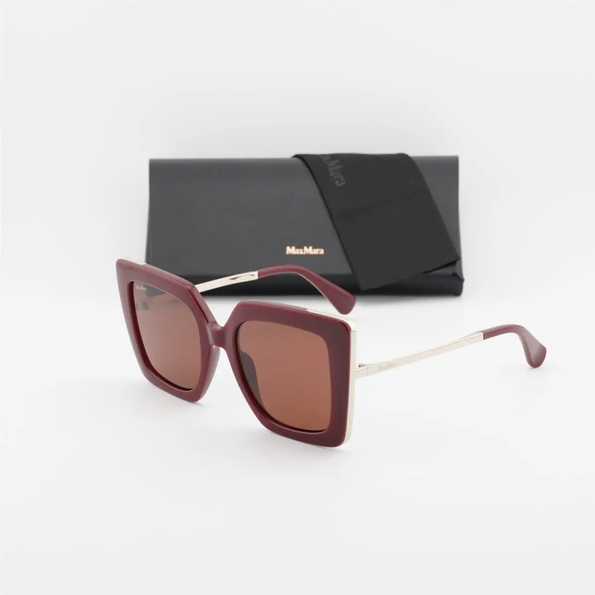 MM0051 69S Shiny Bordeaux/gold/bordeaux 52-21-140 Sunglasses by Max Mara