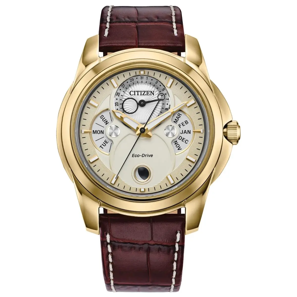 Citizen Eco Drive Calendrier Moon Phase Day Date Month Watch BU0082-06P