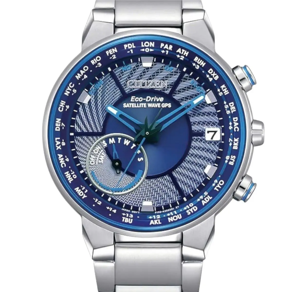 Citizen Satellite Wave Freedom Eco-drive Blue Dial Men`s Watch CC3030-53L - Dial: Blue, Band: Silver, Bezel: Blue