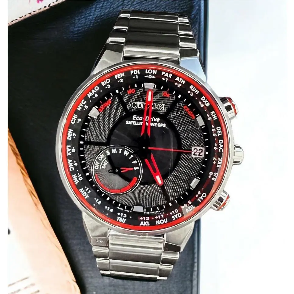 Citizen Eco-drive Satellite Wave Gps Freedom Men`s Watch CC3031-51E - Dial: Black, Band: Silver, Bezel: Silver