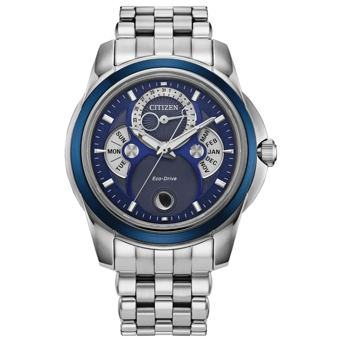 Eco-drive Calendrier Blue Dial Day Date Month Men`s Watch BU0088-51H by Citizen