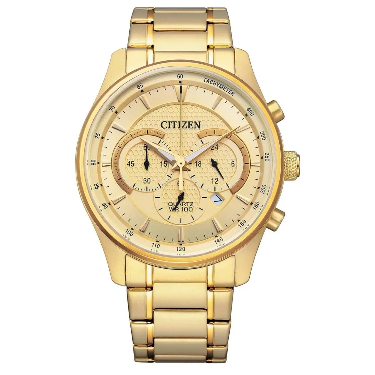 Citizen Mens Quartz Gold Tone Stainless Steel Chronograph Date Watch AN8192-56P