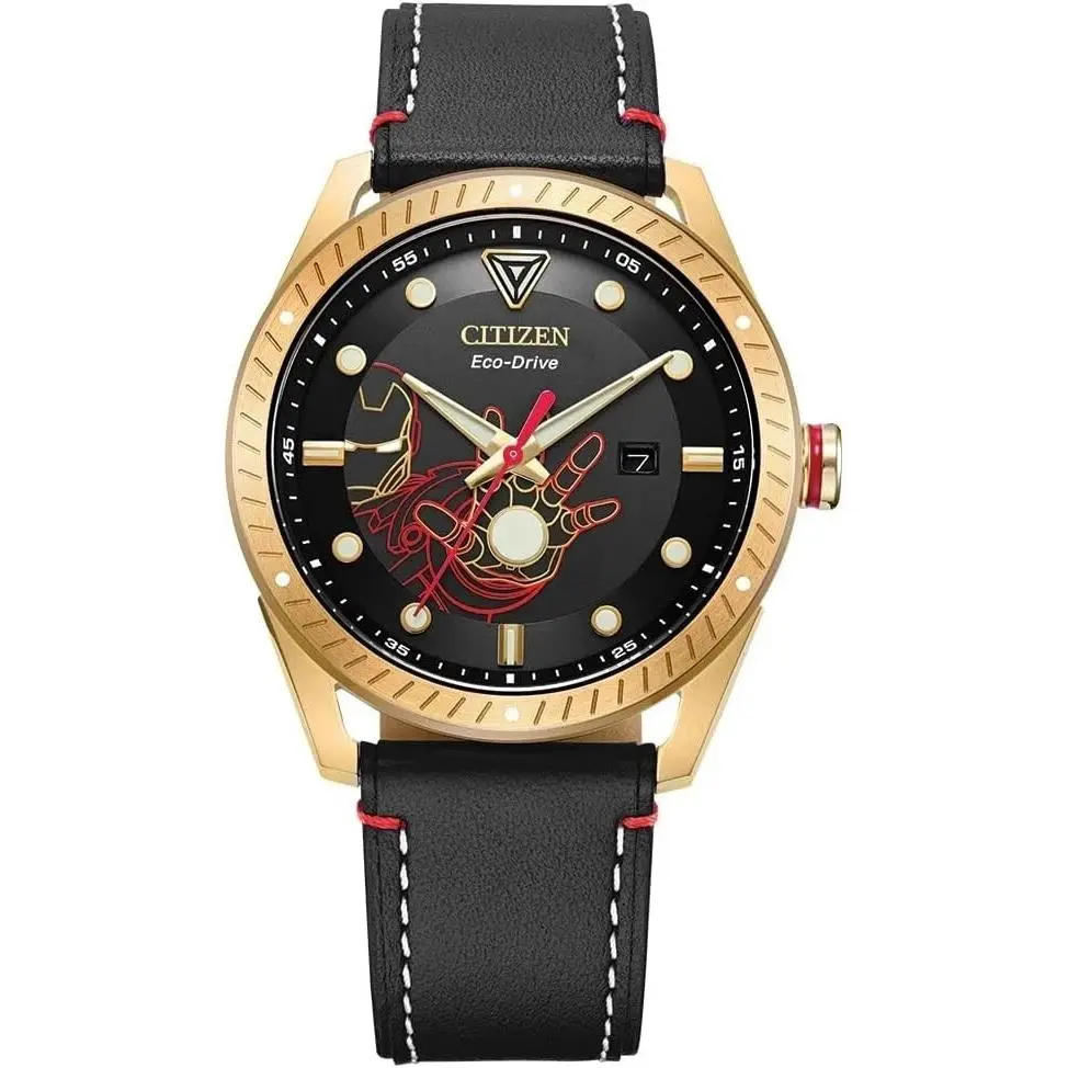 Citizen BM6992-09W Eco-drive Men`s Marvel Tony Stark Gold Tone Watch