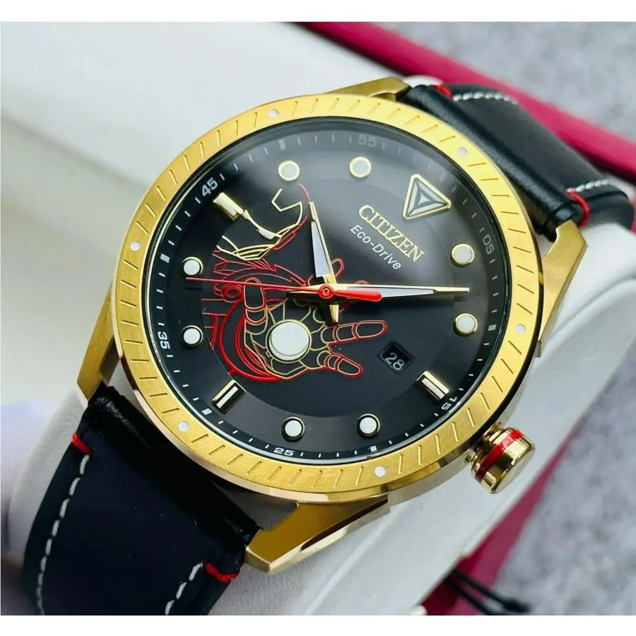 Citizen BM6992-09W Marvel Tony Stark Gold Tone Black Dial Men`s Watch