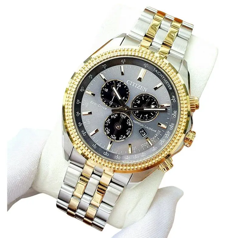 Citizen Gold Tone Chronograph Alarm Date Display Men`s Watch BL5564-55H