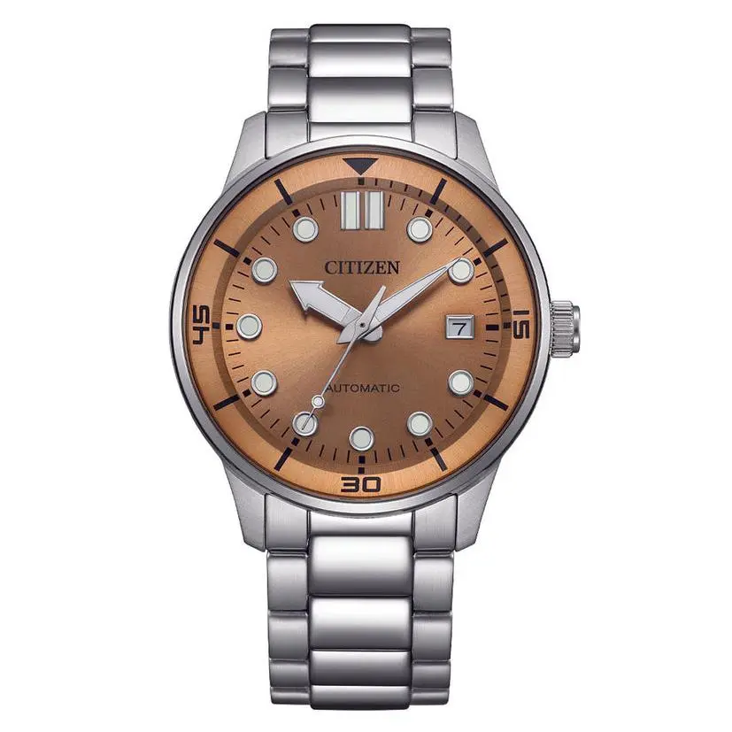 Brown Dial Stainless Steel Date Indicator Men`s Watch NJ0191-83X by Citizen