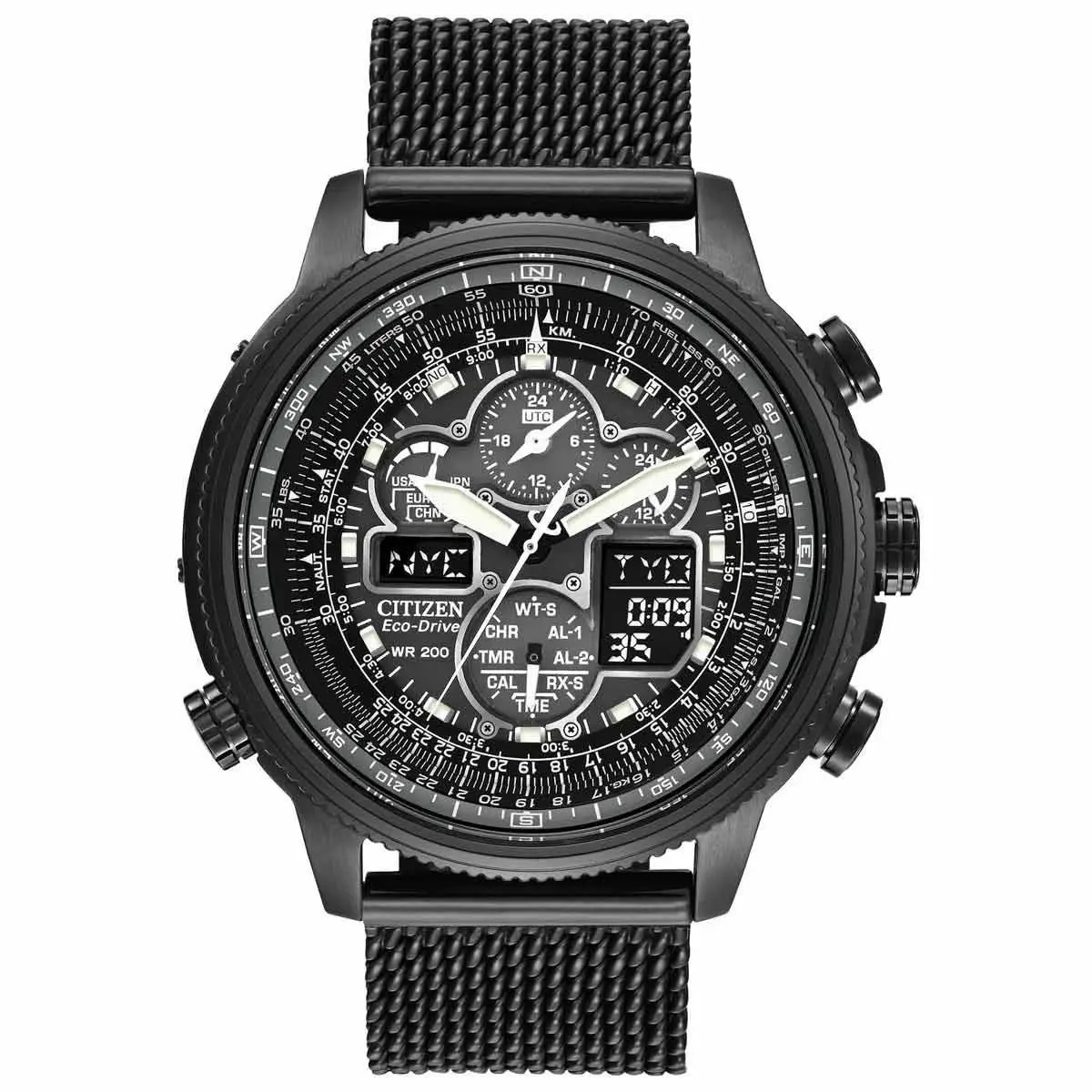 Citizen Promaster Navihawk A-t Radio Controlled Solar Men`s Watch JY8037-50E - Dial: Black, Band: Black, Bezel: Black