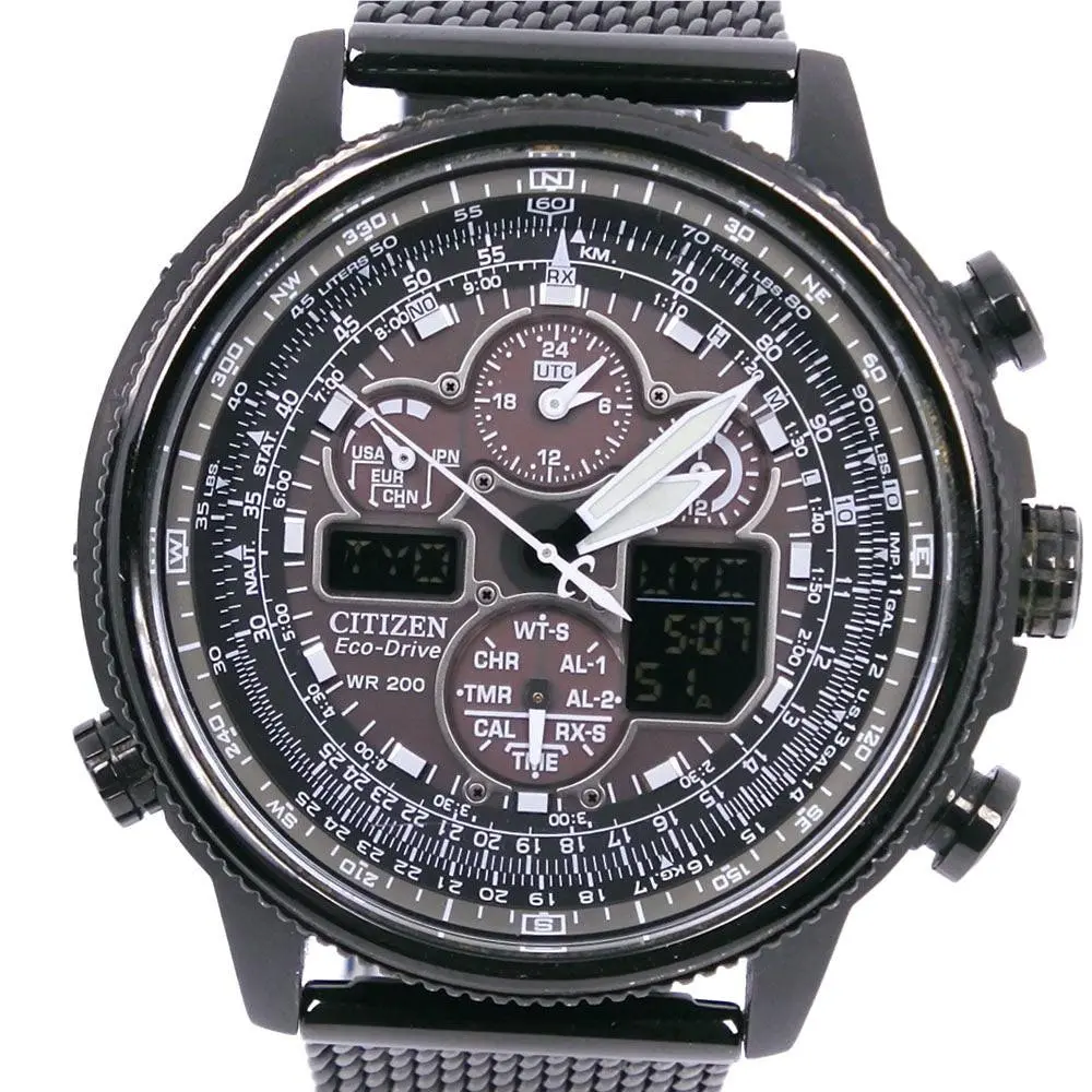 Citizen Promaster Navihawk Black Dial World Time A-t Men`s Watch JY8037-50E - Dial: Black, Band: Black, Bezel: Black