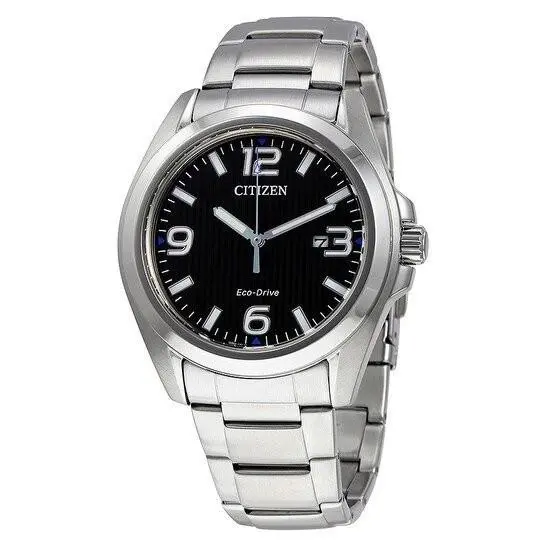 Citizen Garrison Eco-drive 43mm Black Dial Men`s Watch AW1430-86E - Dial: Black, Band: Silver, Bezel: Silver