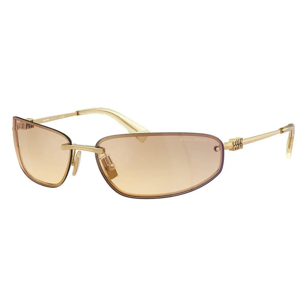 Miu Miu MU A50S 5AK7R1 Gold Brown Yellow Gradient Mirror Sunglasses
