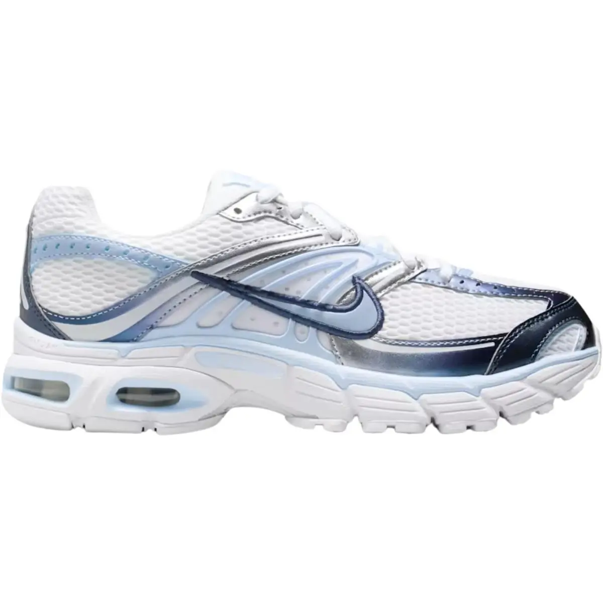 Air Max Moto 2K Women Casual Shoe US Size 6-11 Color Sneaker White/Metallic Silver/Midnight Navy/Hydrogen Blue by Nike