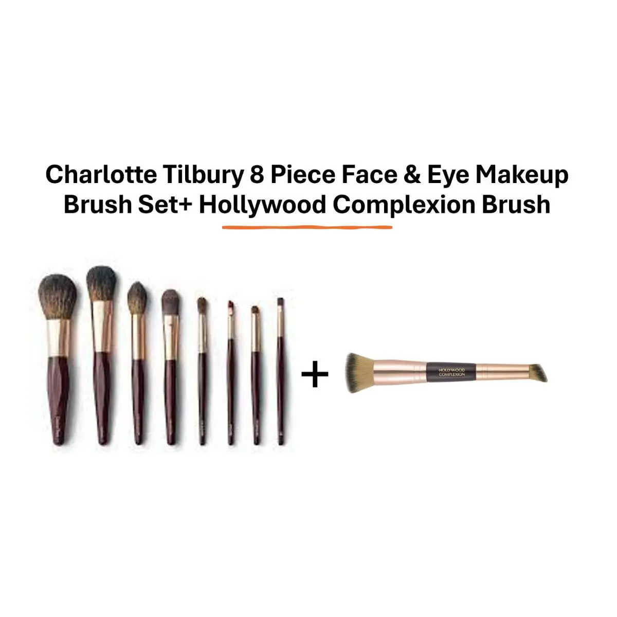 Charlotte Tilbury 8-Piece Face Eye Brush Set + Hollywood Complexion Dual Brush