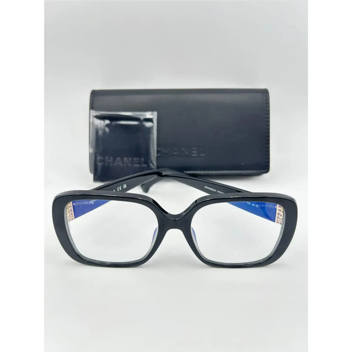 Chanel Eyeglasses 3479 S A 622/SB Black Gold Blue Light CC Logo 54 17 140