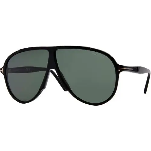 Tom Ford FT1211 01N Vladimir Sunglasses 65mm Black / Green Solid Lens