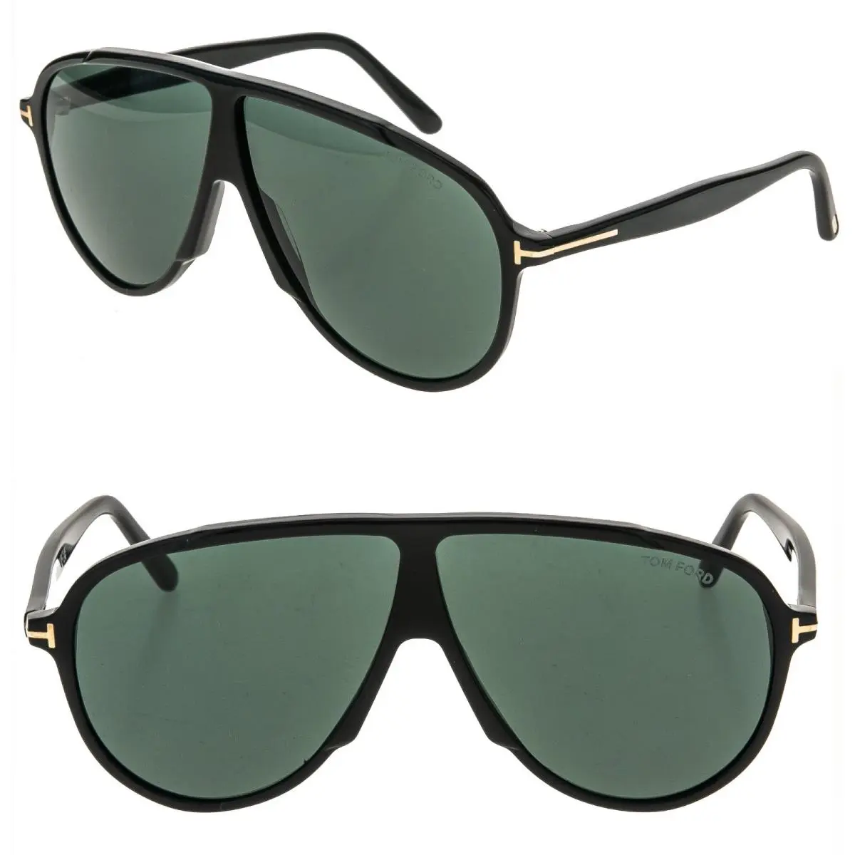 Tom Ford Vladimir TF1211 01N Black Green Unisex Aviator Sunglasses 1211 FT1211