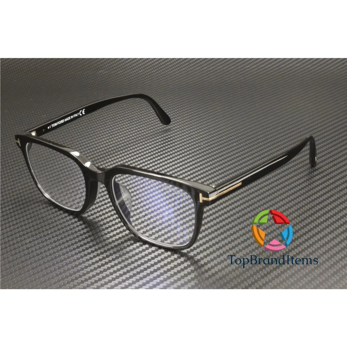 Tom Ford FT5818 F B 001 Shiny Black Blue Block Lens 53 mm Men`s Eyeglasses