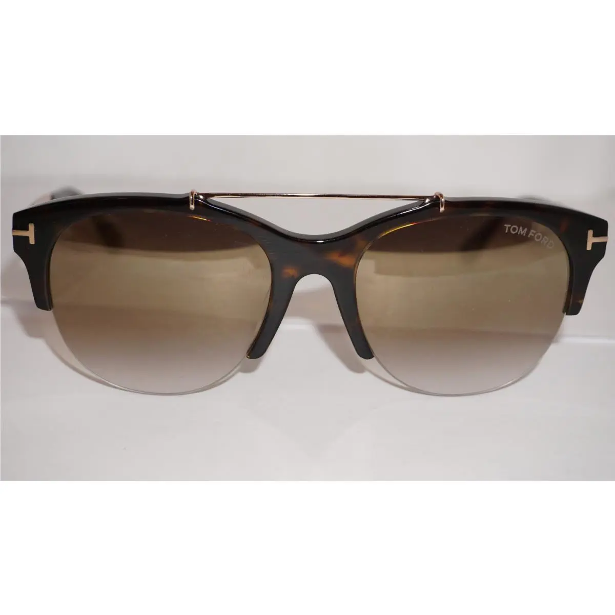 Tom Ford Sunglasses Adrenne Havana Bridge Gold Mirror TF517 52G 55 19 140