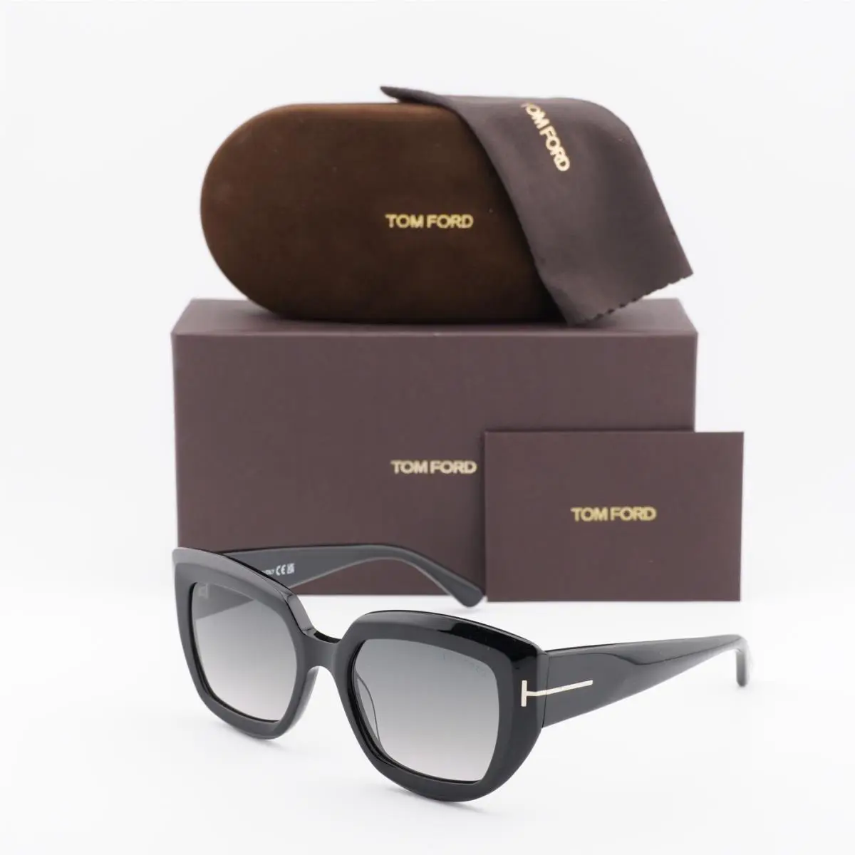 Tom Ford Saltzman FT1192 01B Sunglasses Women`s Shiny Black/grey Gradient 53mm