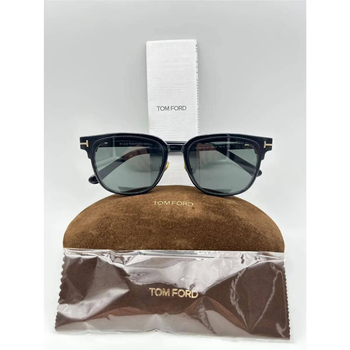 Tom Ford Sunglasses TF5683-B 001 Black Gold Gray 54 18 145 Clip on Blue Light