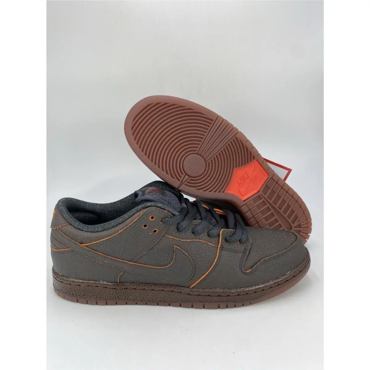 Nike SB Dunk Low Pro Prm DK Smoke Grey Orange HV1668 001 Men`s Size 11.5