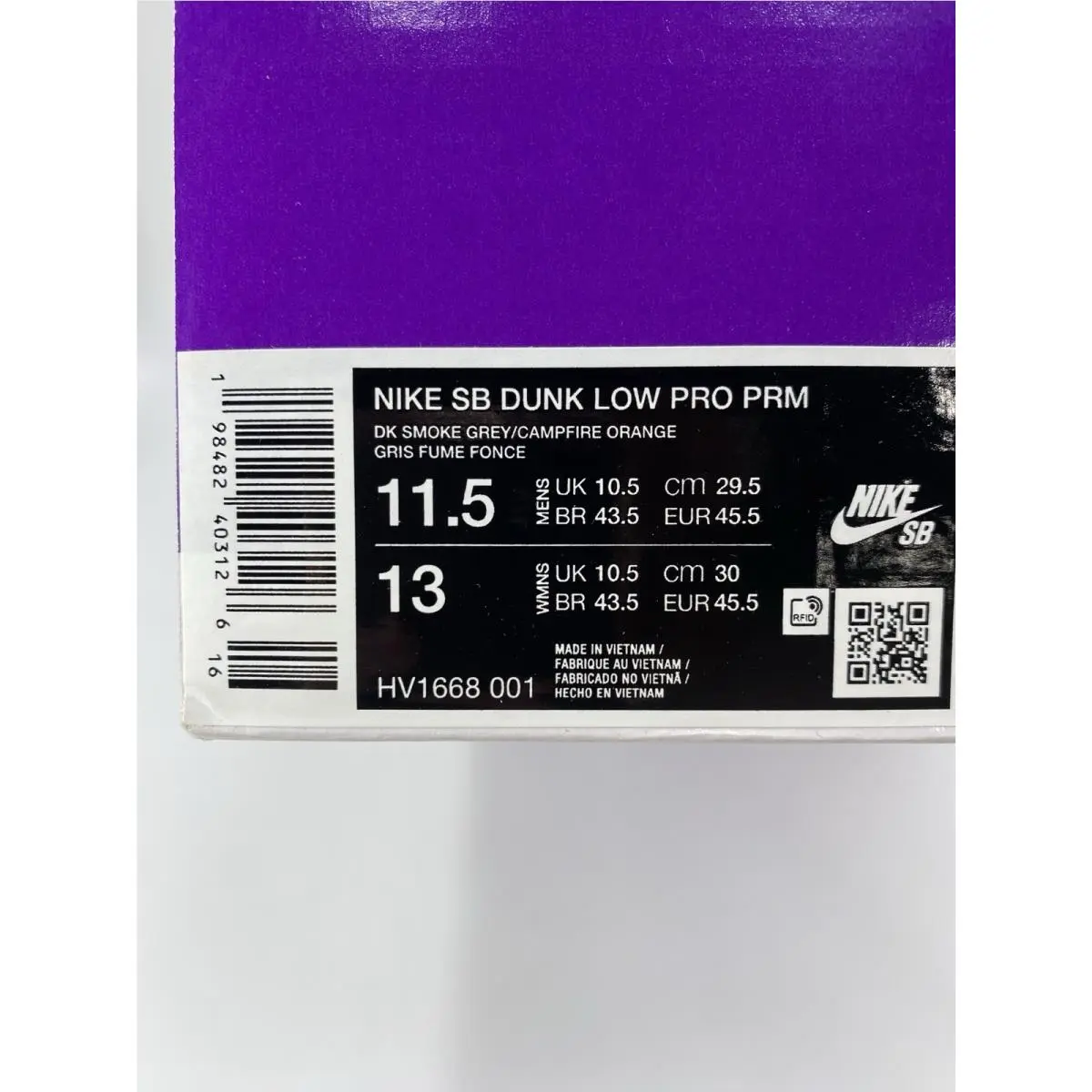 Nike shoes - Nike SB Dunk - Dunk - HV1668 001 - DK Smoke Grey/Campfire Orange (UPC: 198482403126) 9