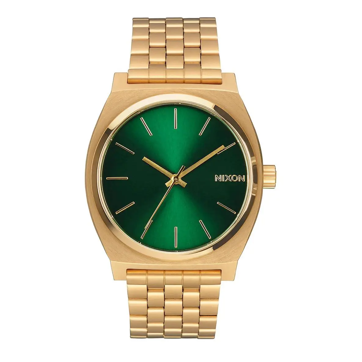 Nixon The Time Teller Minimal Sunray Green Dial Gold Surf Men`s Analog Watch