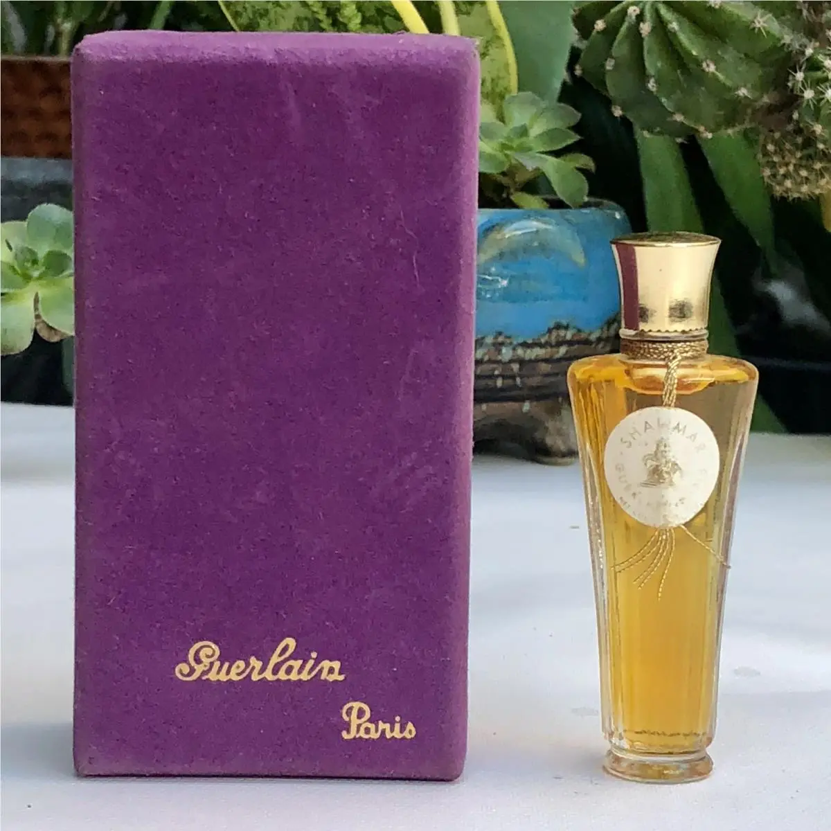 Vintage Shalimar Guerlain Parfum Extrait 1/4oz Mini Perfume Neck Tag Marly