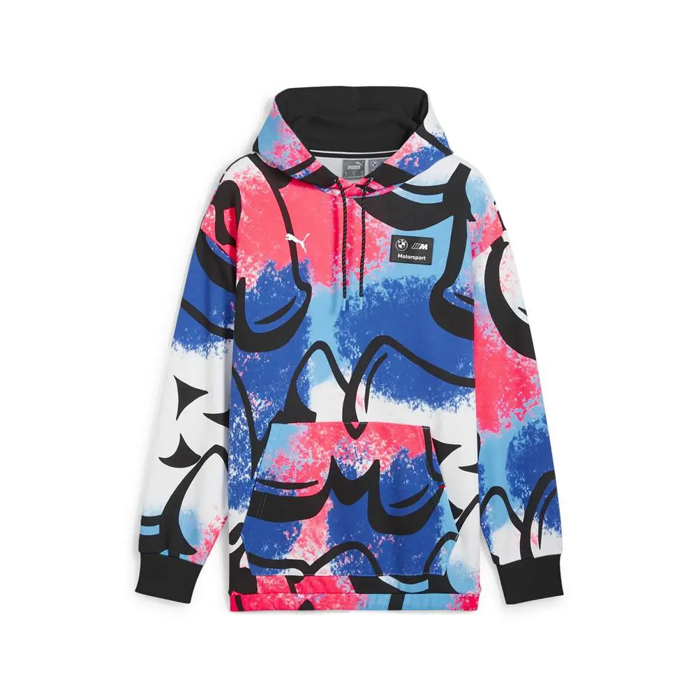 Puma Bmw M Motorsports Neon Energy Graphic Pullover Hoodie Mens Blue Pink Whit