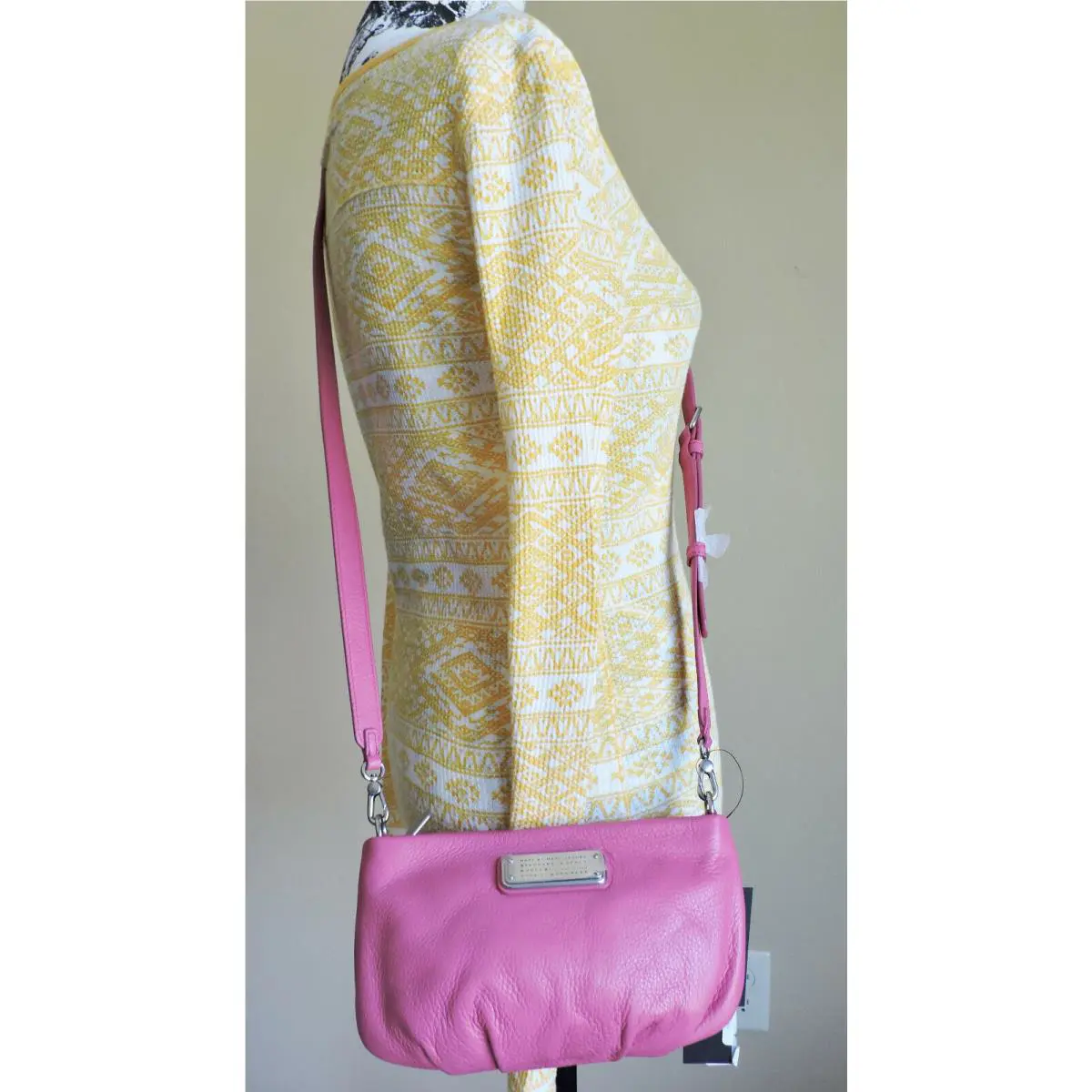 Marc by Marc Jacobs Q Percy Hot Pink Ostrich Embossed Leather Crossbody