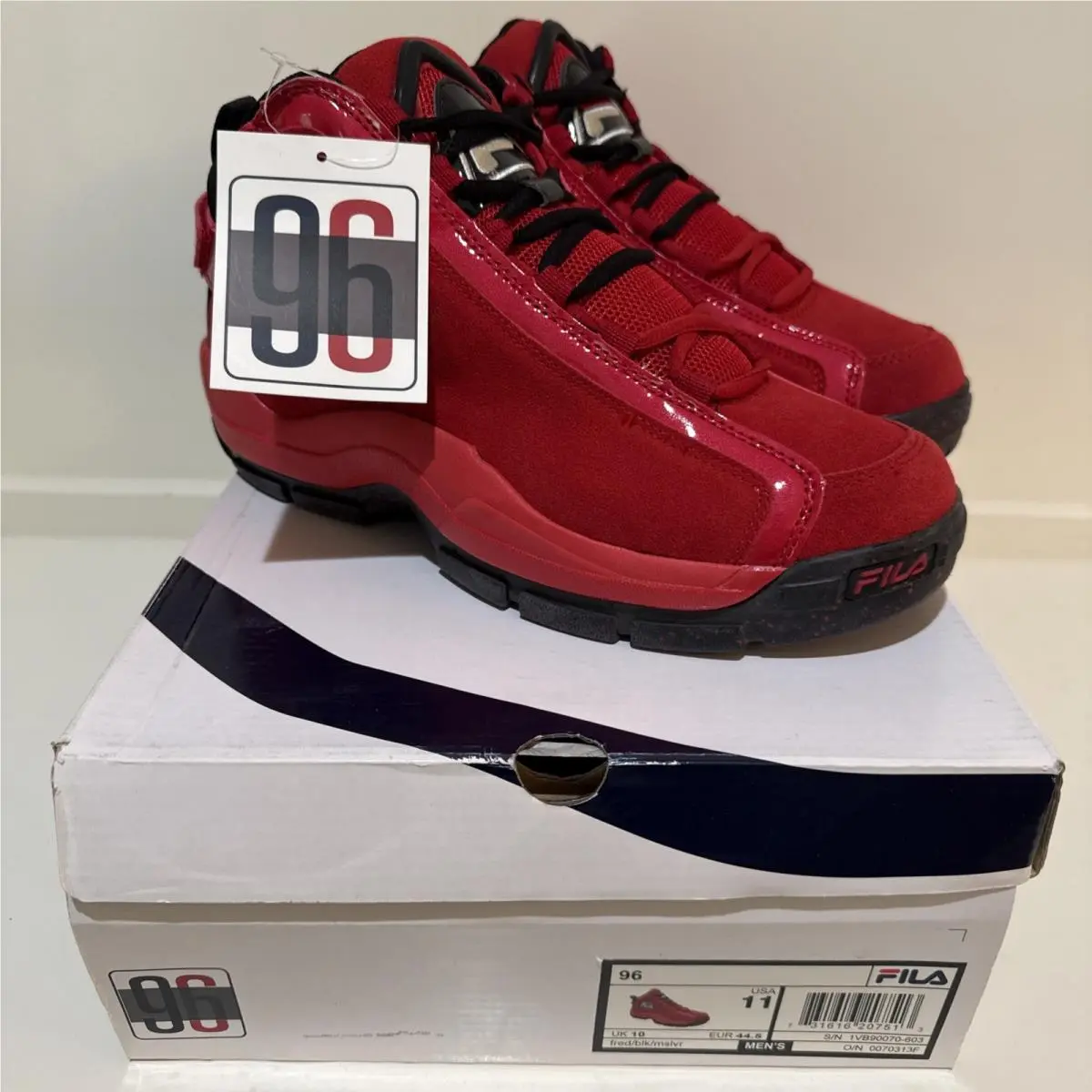 Fila 96 Size 11 Red Suede Grant Hill Men`s Shoes 1VB90070-603 Fred/blk/mslvr