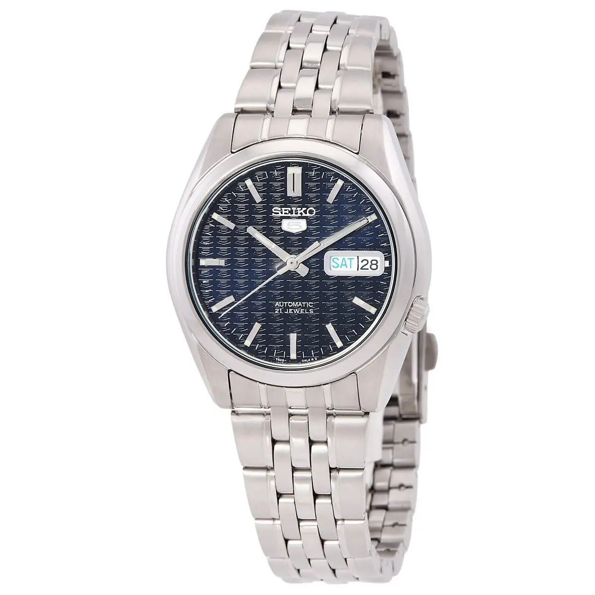 Seiko 5 Sports Dark Blue Men Watch SNK357K1 - Dial: Blue, Band: Silver, Bezel: Silver