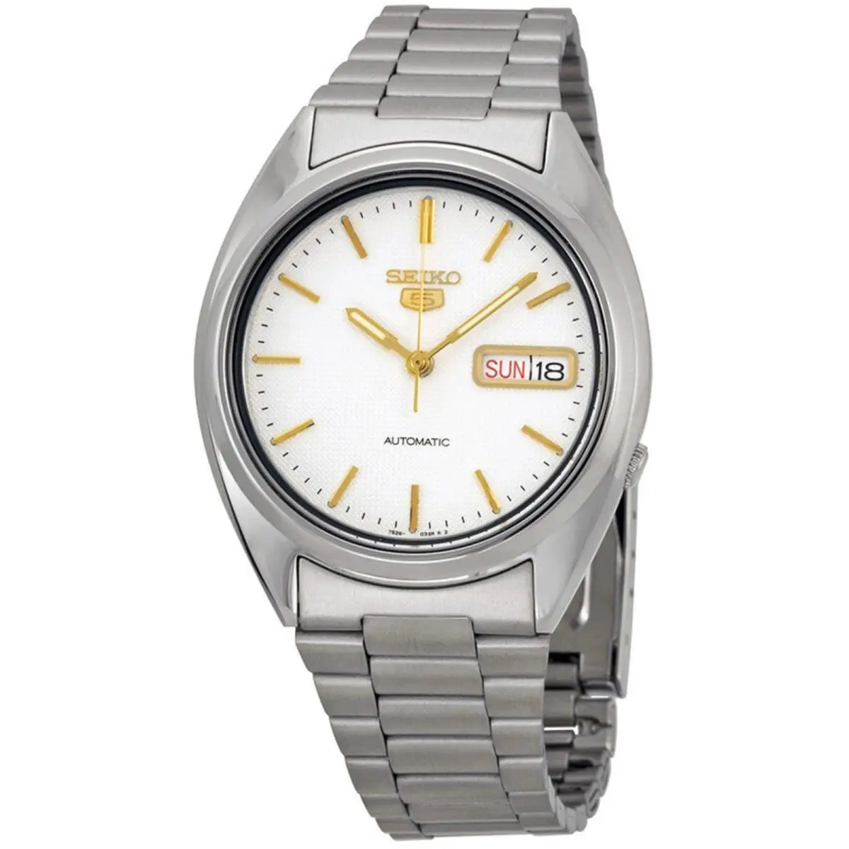 Men`s Watch  5 Automatic White Dial Stainless Steel Bracelet SNXG47 by Seiko