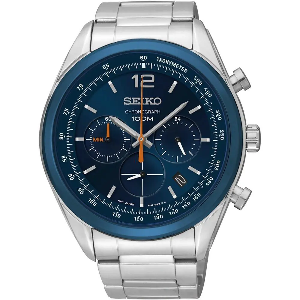 Seiko SSB091P1 SSB091 Men Chronograph Stainless Steel Case Bracelet Date 100m WR