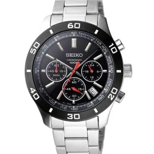Seiko Men`s Chronograph Quartz Watch Black Dial SSB053P1